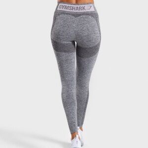 Gymshark Flex High Waisted Leggings Heather Gray Purple Logo Waistband Pants